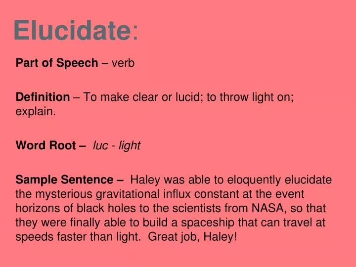 the meaning of elucidate