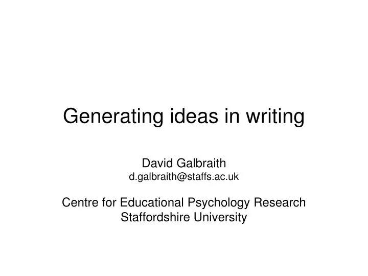 generating ideas in writing n.