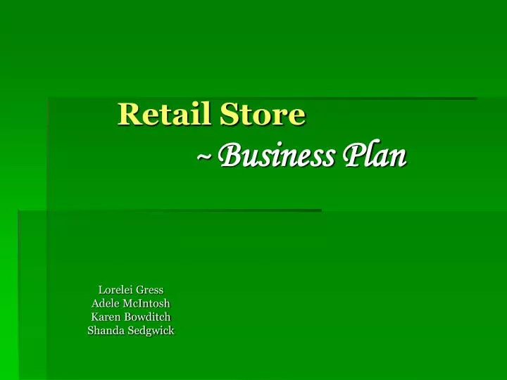 sample business plan retail store