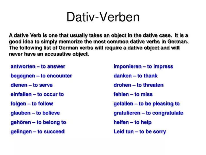 What Is A Dative Verb In German