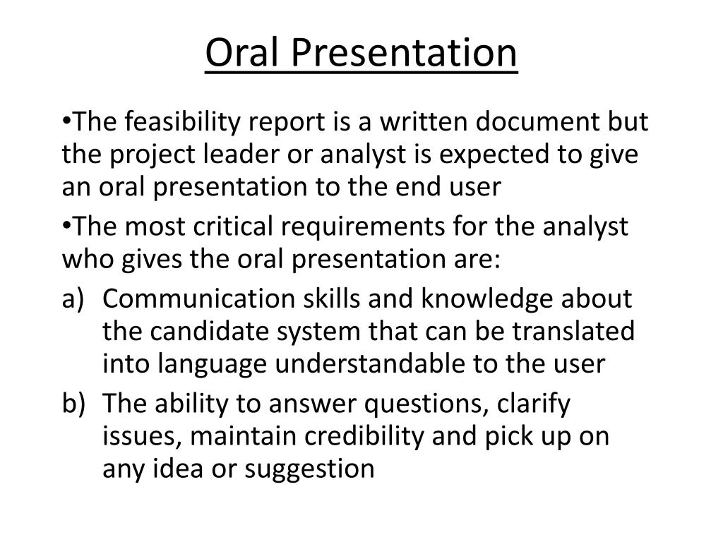 format for oral presentation