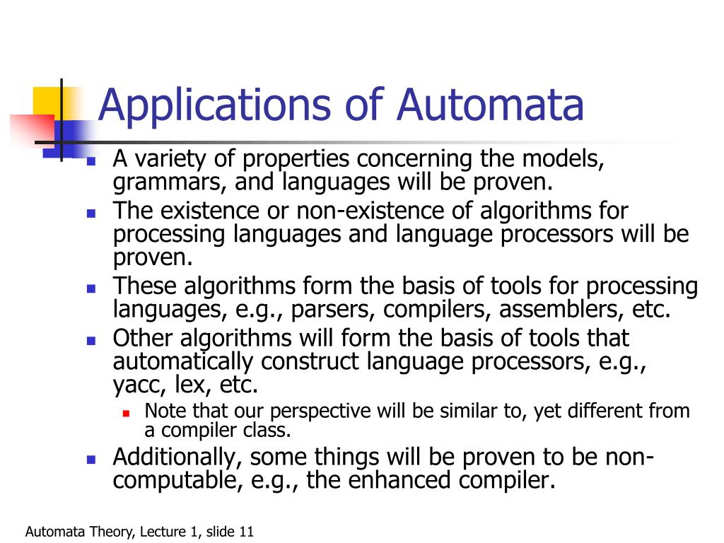 research paper review of automata theory and its application