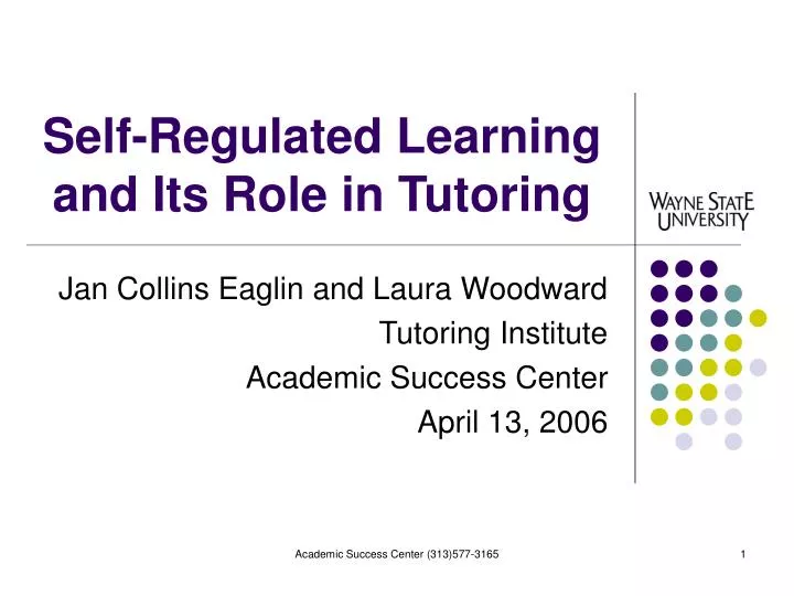 self regulated learning and its role in tutoring n.
