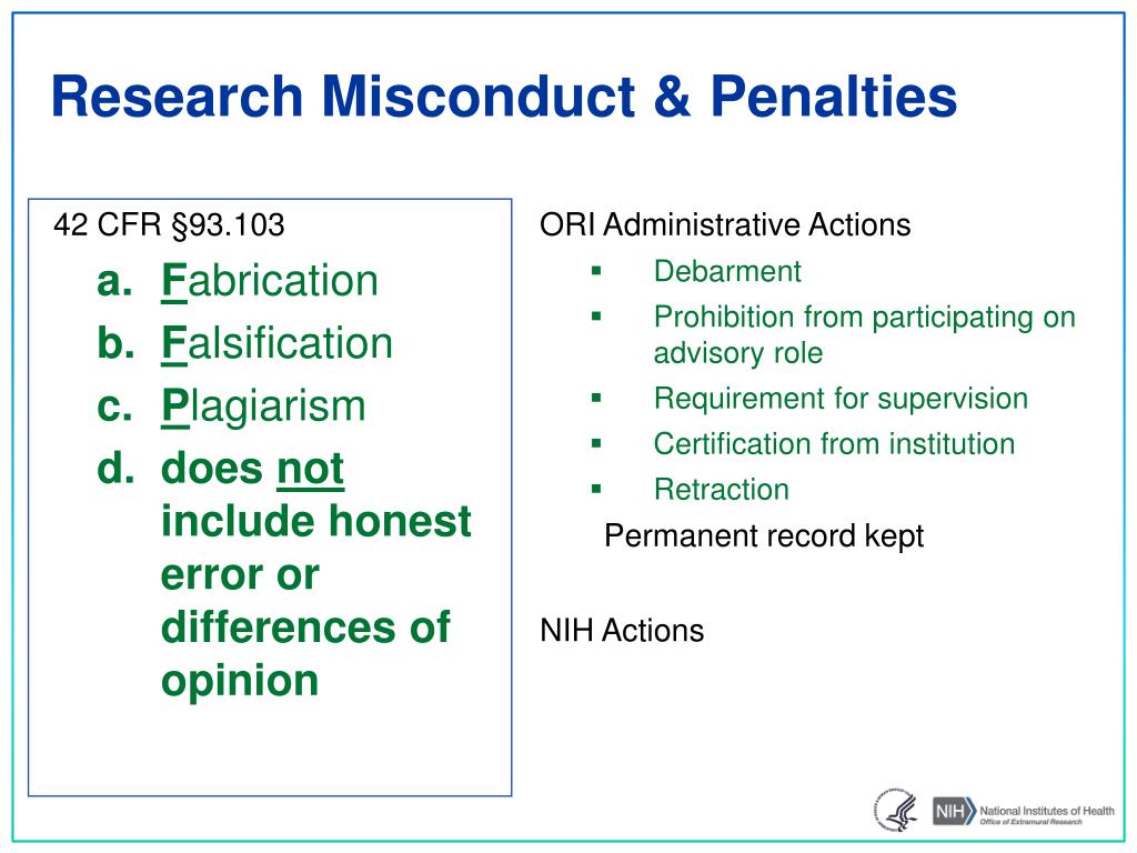 penalties for research misconduct by ori