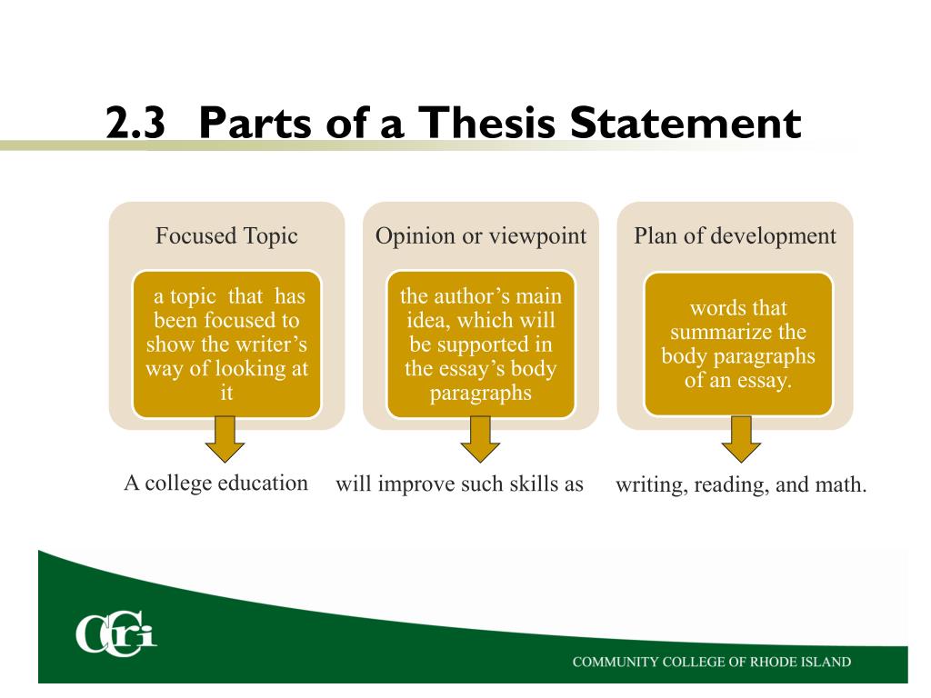 parts of the thesis statement