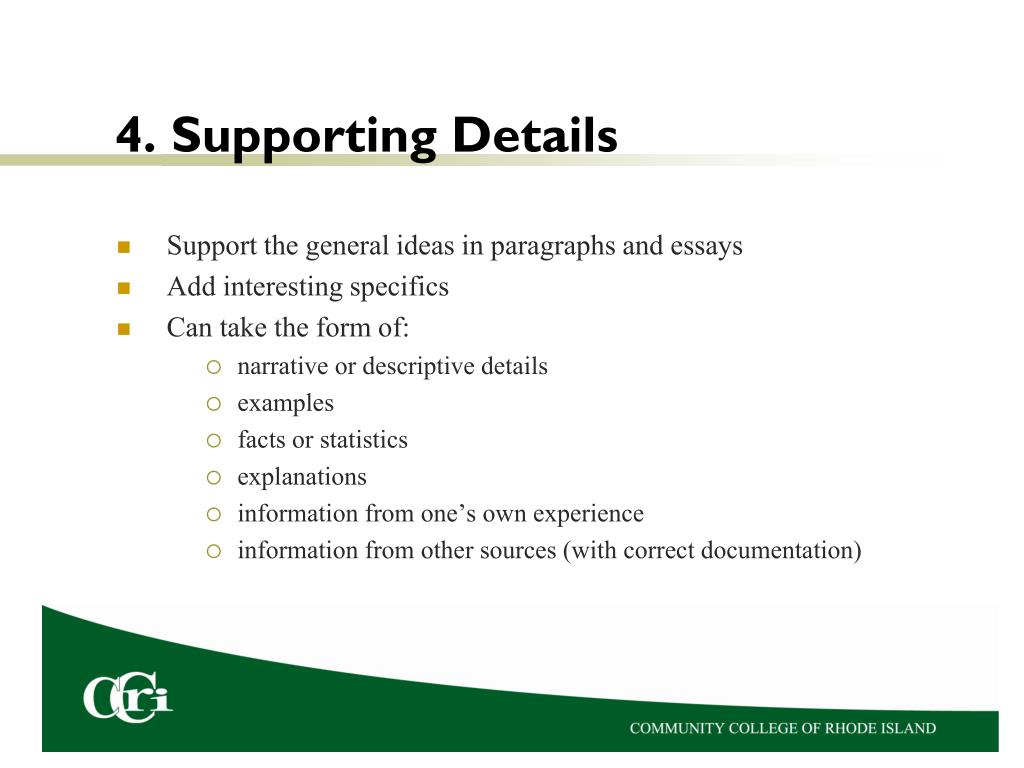 where do supporting details appear in an essay
