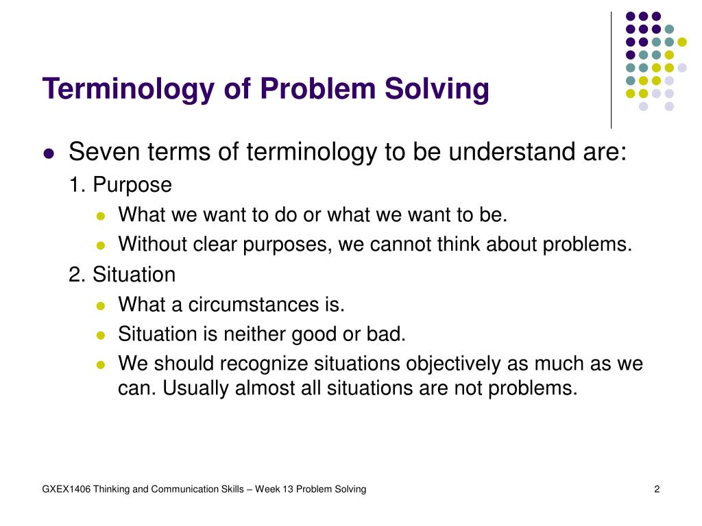 problem solving terminology