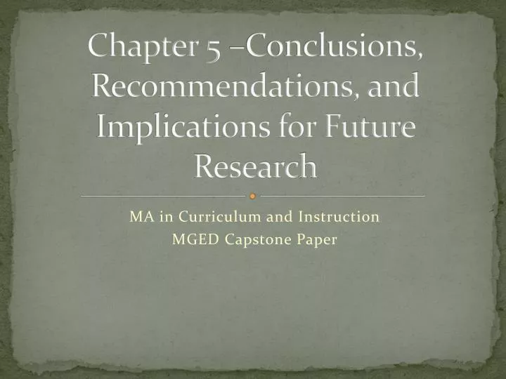 conclusion and recommendation research