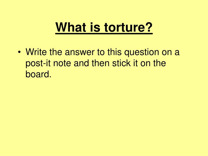 can torture be justified The united nations 1984 convention against torture prohibits any acts of torture including cruel, inhuman and degrading treatment and is an international human rights. can torture be justified The united nations 1984 convention against torture prohibits any acts of torture including cruel, inhuman and degrading treatment and is an international human rights.