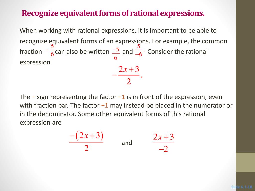 PPT 6.1 The Fundamental Property of Rational Expressions