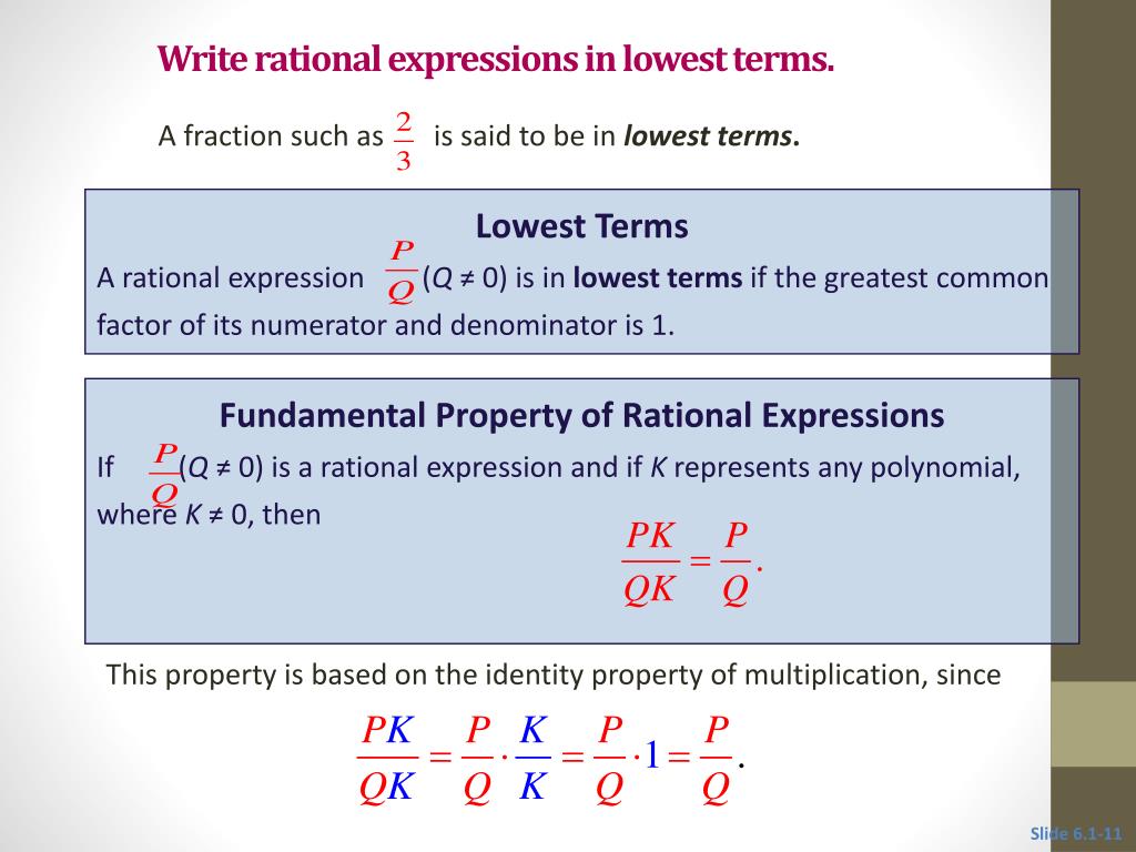 PPT 6.1 The Fundamental Property of Rational Expressions