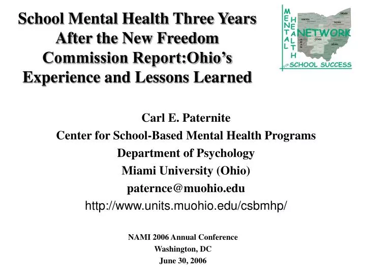 PPT School Mental Health Three Years After the New Freedom Commission