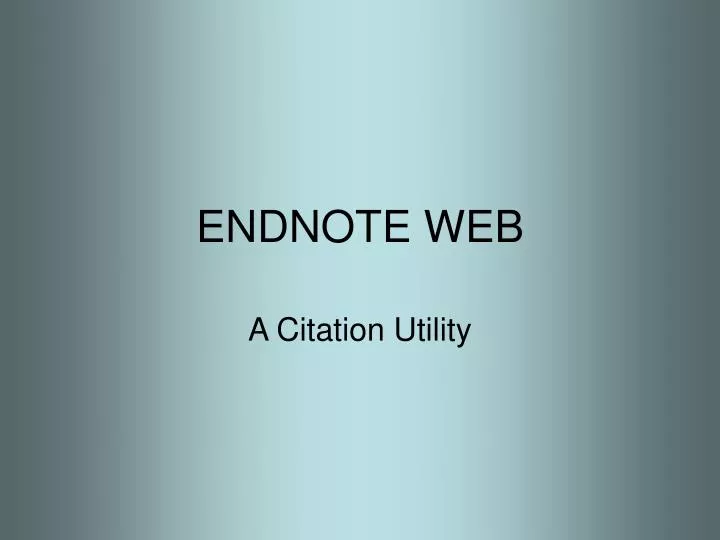 endnote web page endnote web page