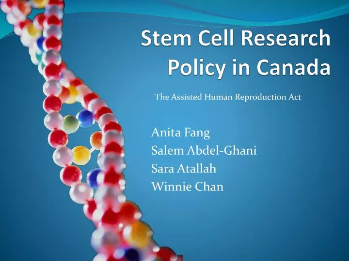 stem cell research policy in canada n.