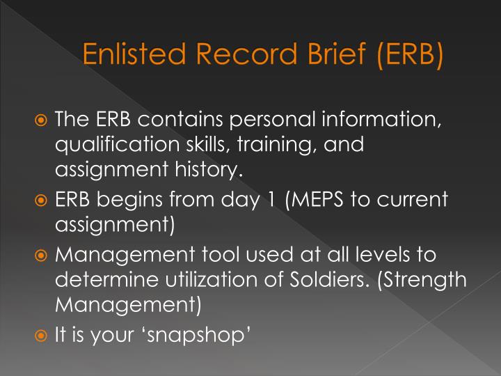 army erb assignment history regulation