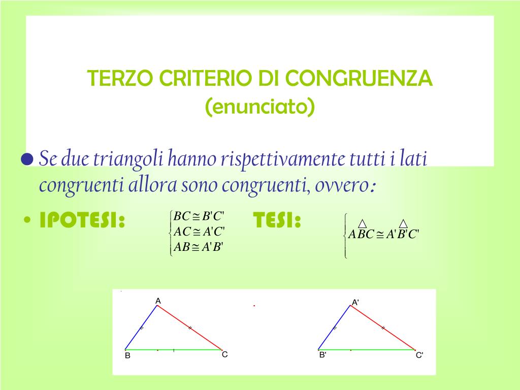 PPT CRITERI DI CONGRUENZA DEI TRIANGOLI PowerPoint Presentation free download ID1767627
