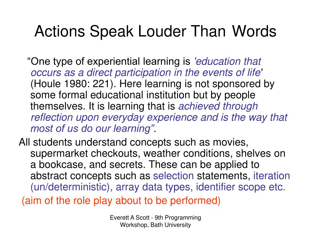 PPT - Actions Speak louder than words presented with PowerPoint  Presentation - ID:1769044