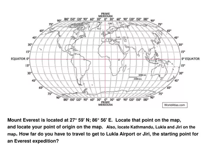 PPT - Mount Everest is located at 27° 59' N; 86° 56' E ...