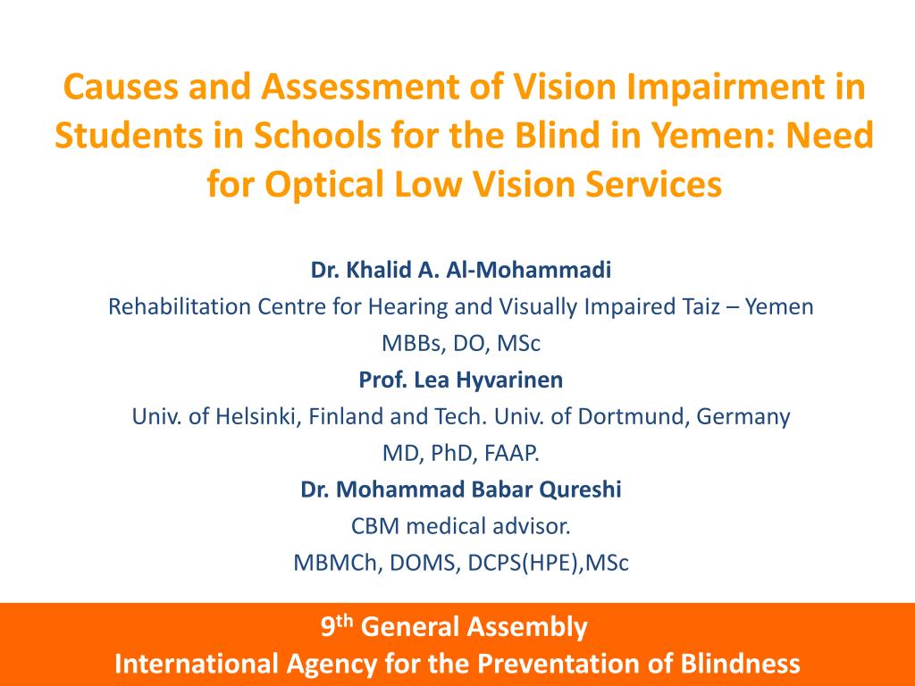 PPT - Causes and Assessment of Vision Impairment in Students in Schools ...