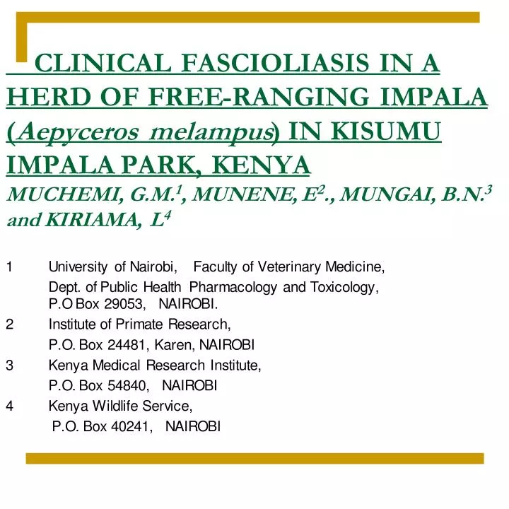 PPT 1 University of Nairobi, Faculty of Veterinary Medicine, PowerPoint Presentation ID1770747