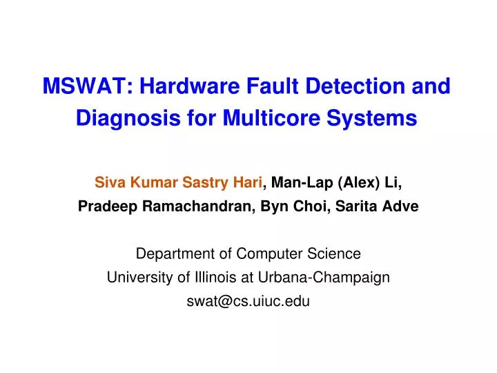 PPT MSWAT Hardware Fault Detection and Diagnosis for Multicore