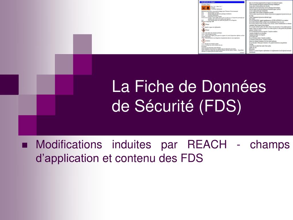 PPT - La Fiche de Données de Sécurité (FDS) PowerPoint