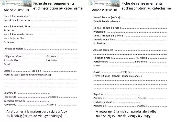 PPT - Nom & Prénom (enfant) : : ………………………………………………………….…. Date & lieu