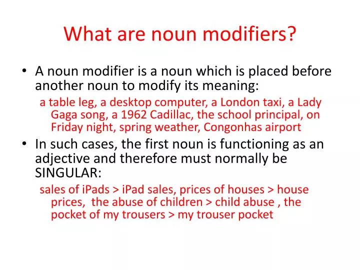 PPT What Are Noun Modifiers PowerPoint Presentation Free Download ID 1780435