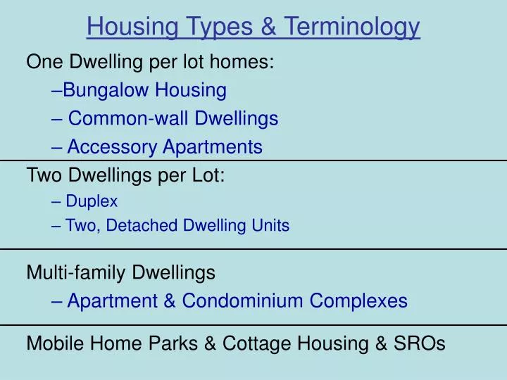 housing projects terminology