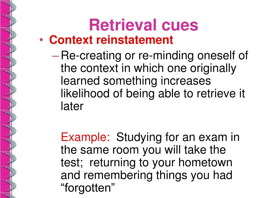 context reinstatement encoding specificity principle context reinstatement encoding specificity principle