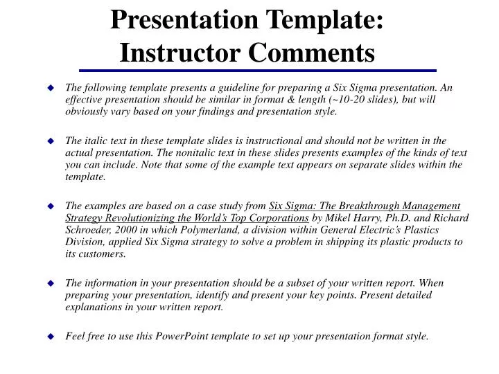 presentation comments example