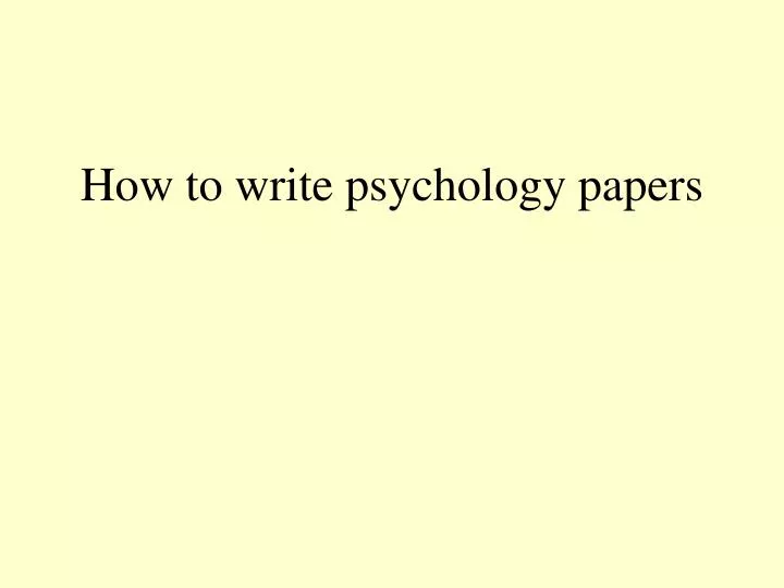 How to write psychology essays