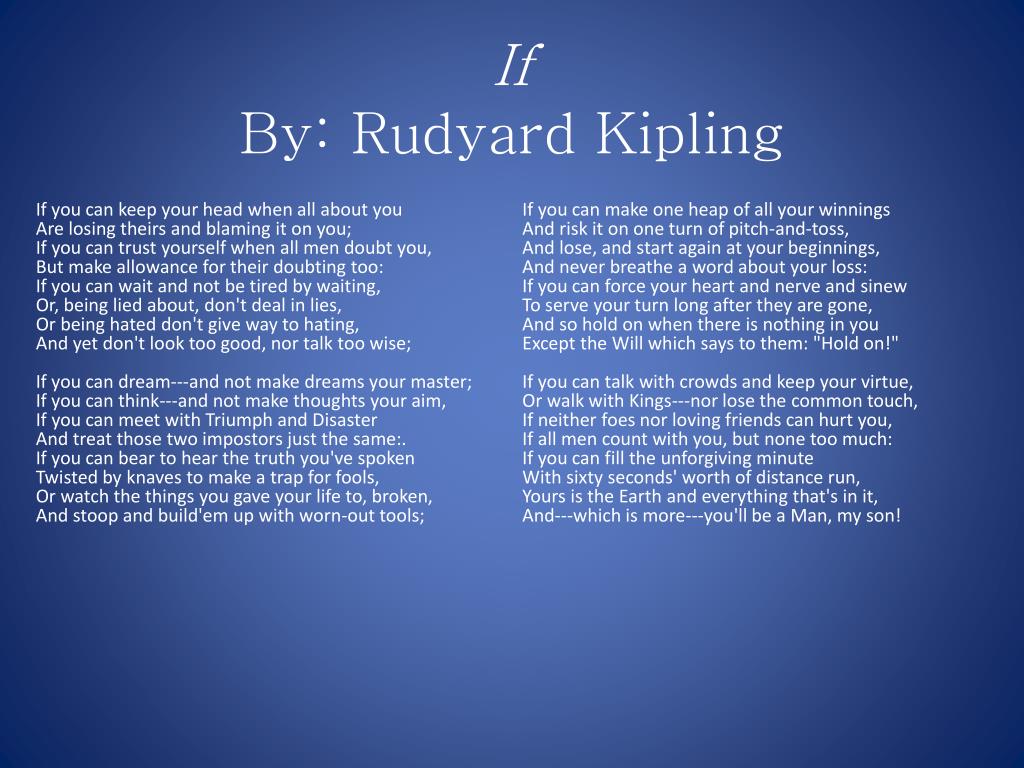 PPT - If By : Rudyard Kipling PowerPoint Presentation, free download -  ID:1784822