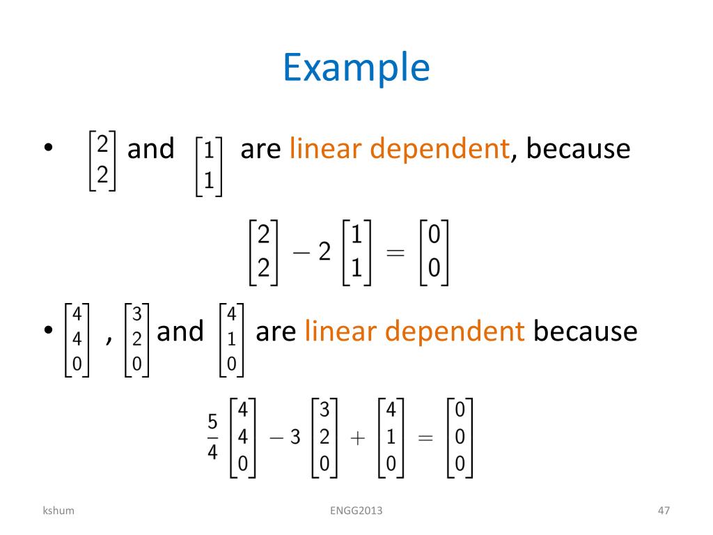 PPT - ENGG2013 Unit 5 Linear Combination & Linear Independence ...