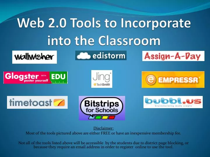PPT Web 2.0 Tools to Incorporate into the Classroom PowerPoint Presentation ID1786558