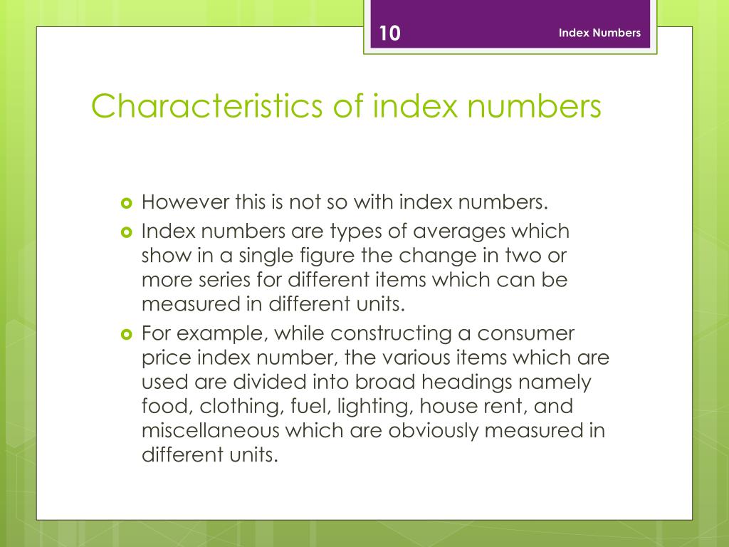 assignment on index numbers