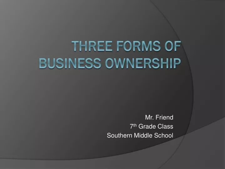 three main forms of business ownership