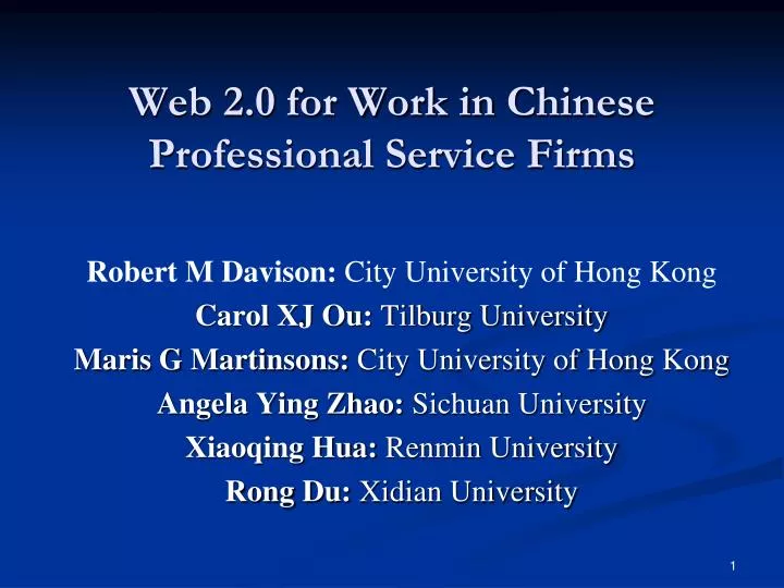 web 2 0 for work in chinese professional service firms n.
