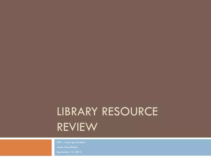 library resource review n.