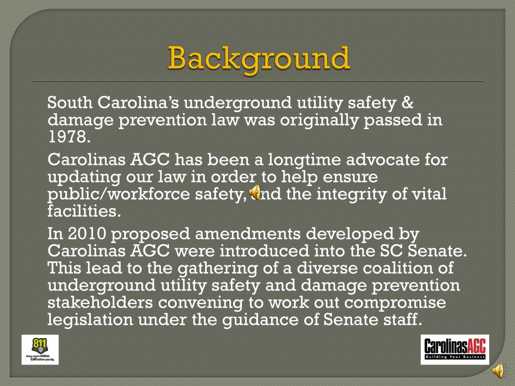 PPT South Carolina Underground Utility Safety & Damage Prevention Act PowerPoint Presentation