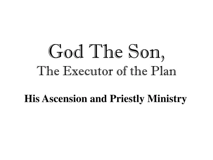 god the son the executor of the plan n.