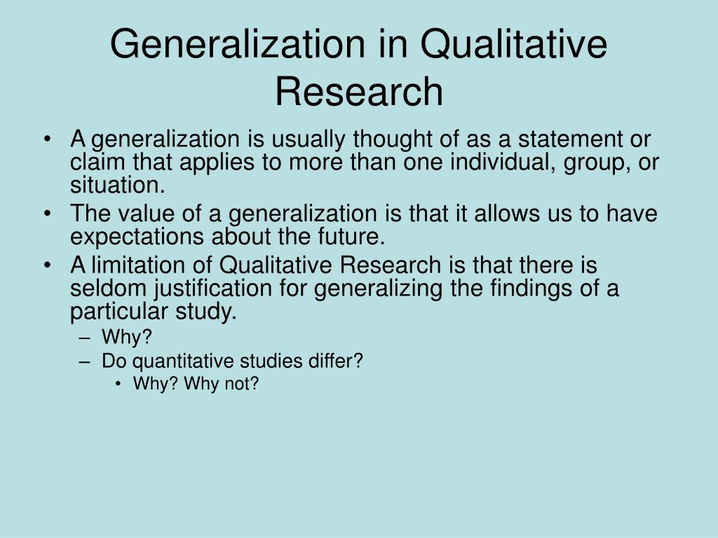 qualitative research and generalization