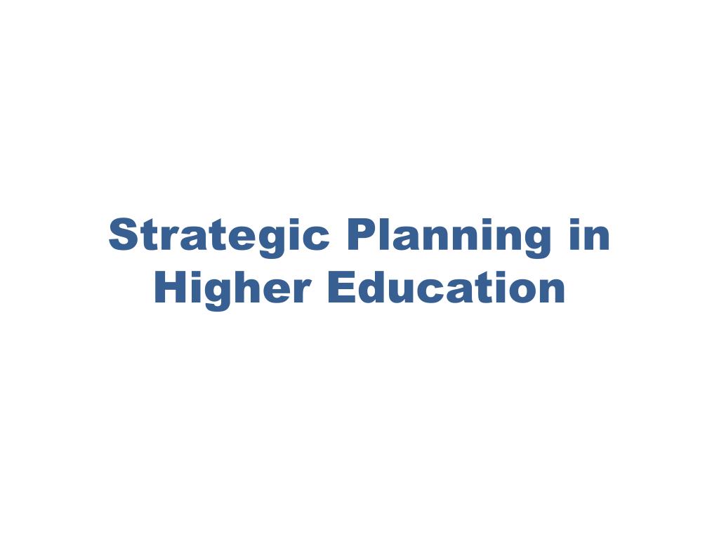 the higher education strategic plan
