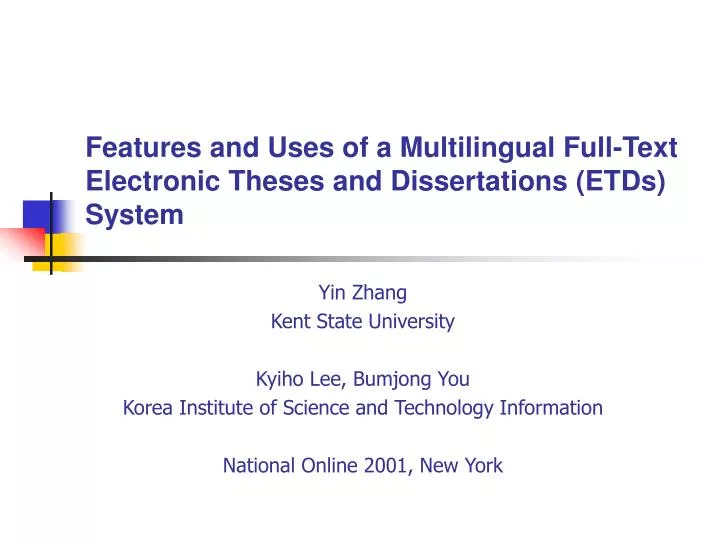 electronic theses and dissertations system