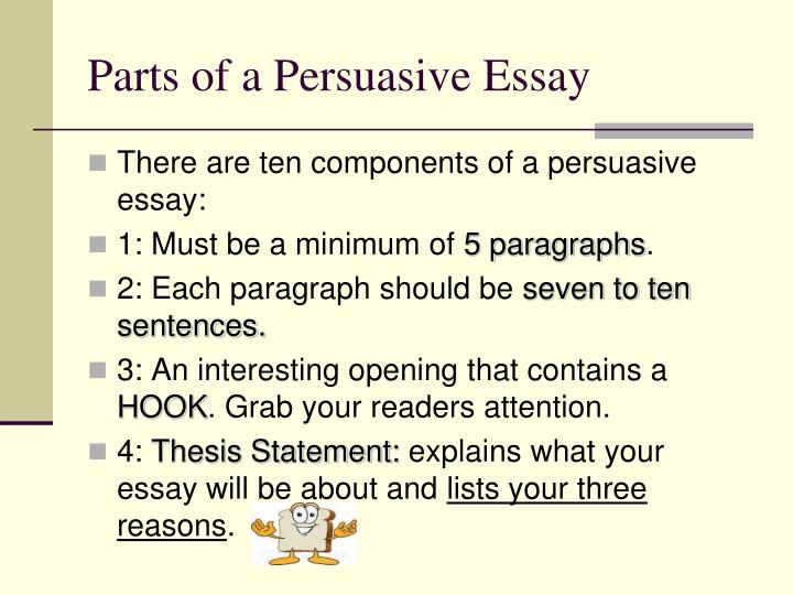 the parts of the persuasive essay
