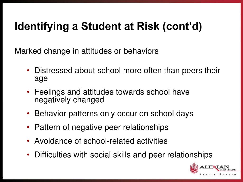 Student At Risk PPT - School Anxiety School Refusal in the School Setting PowerPoint ...