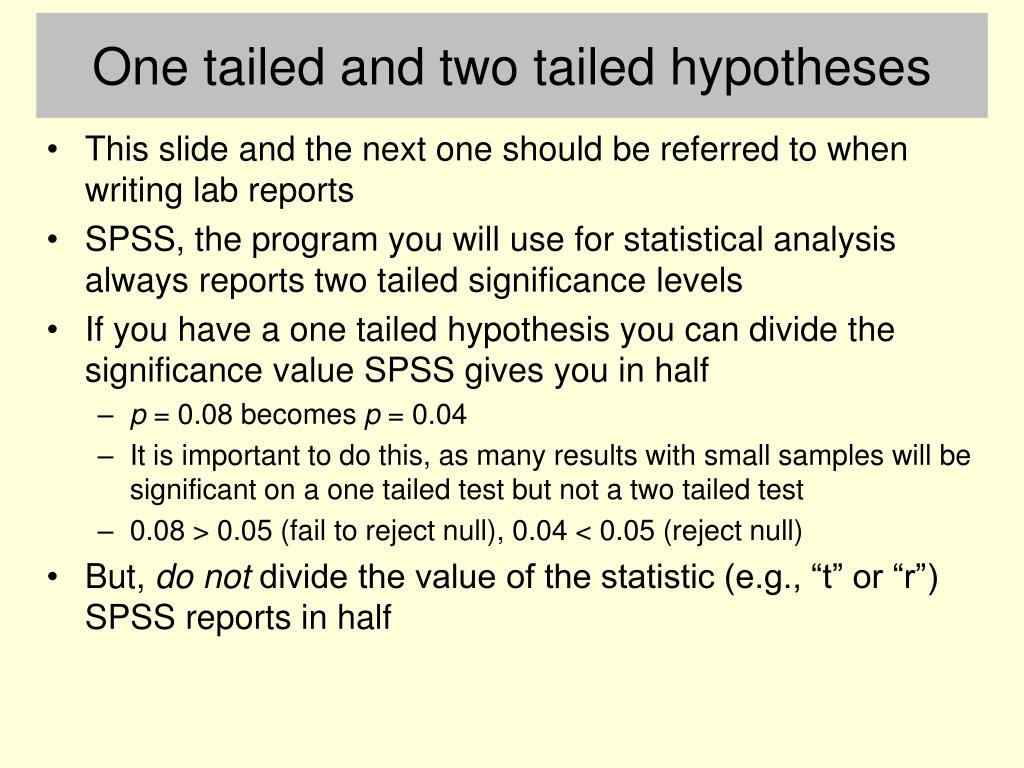 tailed hypothesis definition psychology