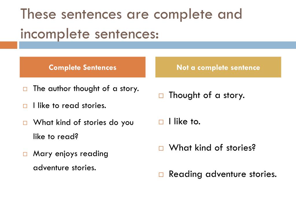 Complete Versus Incomplete Sentences Worksheet