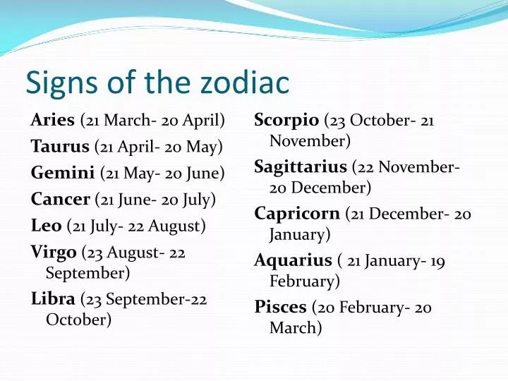 powerpoint presentation about zodiac signs