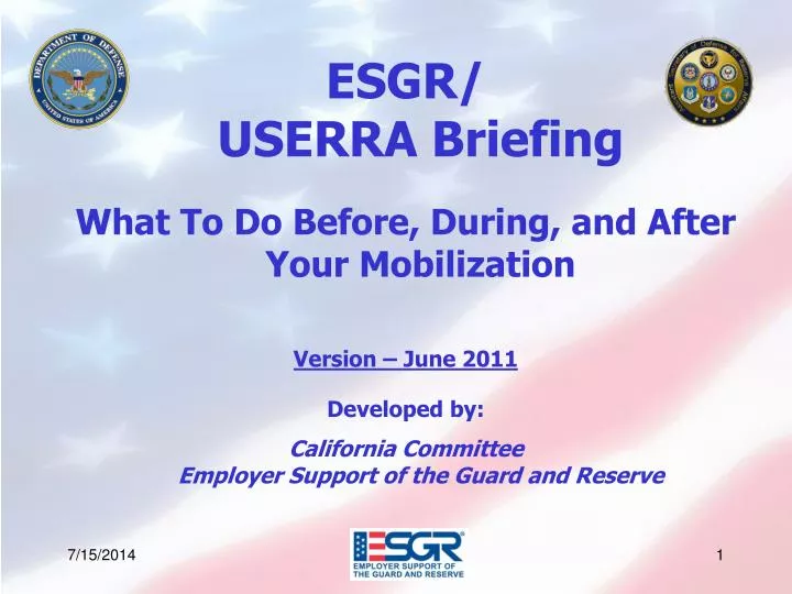 PPT - ESGR/ USERRA Briefing What To Do Before, During, and After Your ...